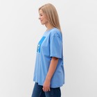 Футболка женская, цвет синий, размер 50 - фото 22389659