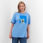 Футболка женская, цвет синий, размер 52 - фото 22389665