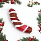 Игрушка для собак «Новогодняя сосиска», 18×5.6×4 см, пищащая, винил, разноцветная - Фото 1