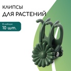 Клипса для растений «Цветок», набор 10 шт., зелёный, Greengo - Фото 1
