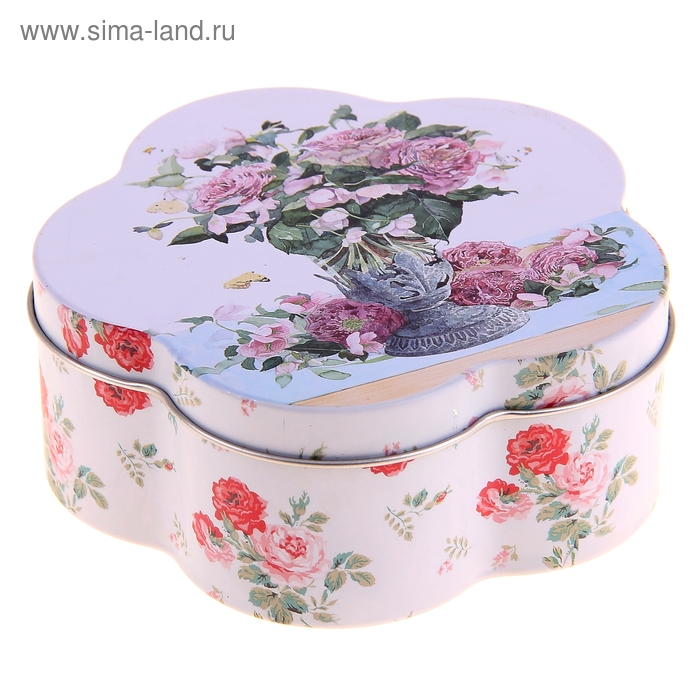Шкатулка металл "Букет романтический" 5х12,5х12 см - Фото 1