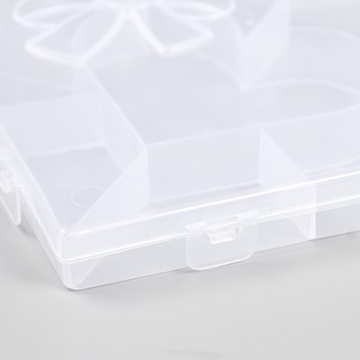 Шкатулка для хранения мелочей «Сердце с бантиком», 9 отделений, прозрачная, пластик, 15.5×14×1.8 см