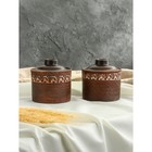 Набор для специй "Баночки", 2 предмета, ангоб, красная глина, 0.7 л - фото 24399264