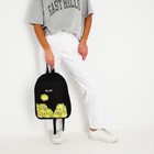 Рюкзак школьный текстильный «Лягушки», 38х14х27 см, цвет чёрный - Фото 7