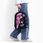 Рюкзак школьный текстильный «Аниме», 38х14х27 см, цвет чёрный, розовый - Фото 7