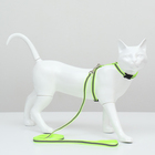 Комплект для кошек светоотражающий,ширина 1 см,шлейка 21-35 см,поводок 120 см, зелёный - фото 9058206