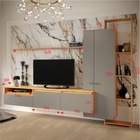 Стенка Руби, 2500х390х2100, Дуб крафт золотой/Серый матовый ЛДСП - фото 25417145