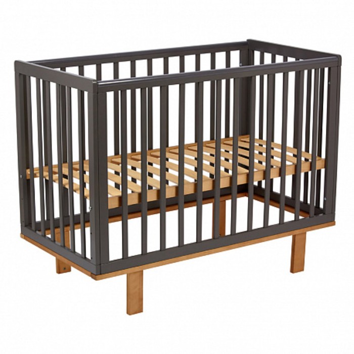 Кроватка детская Polini Kids Simple 340, графит/дуб каменный - Фото 1