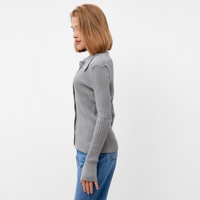 Джемпер женский на пуговицах MINAKU: Knitwear collection, серый, размер 42-44