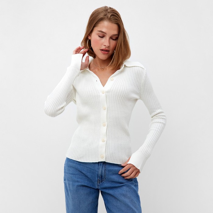 Джемпер женский MINAKU: Knitwear collection цвет белый, размер 42-44 - Фото 1