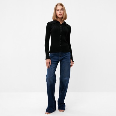 Джемпер женский на пуговицах MINAKU: Knitwear collection, чёрный, размер 42-44