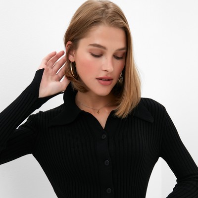 Джемпер женский на пуговицах MINAKU: Knitwear collection, чёрный, размер 42-44