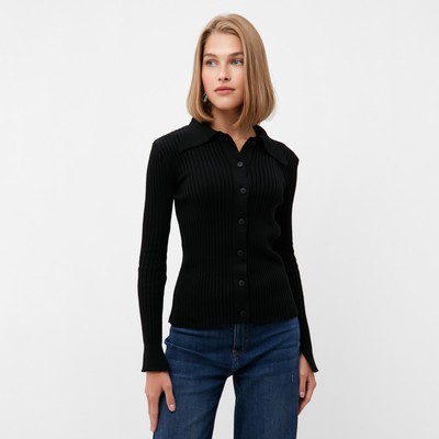 Джемпер женский на пуговицах MINAKU: Knitwear collection, чёрный, размер 42-44