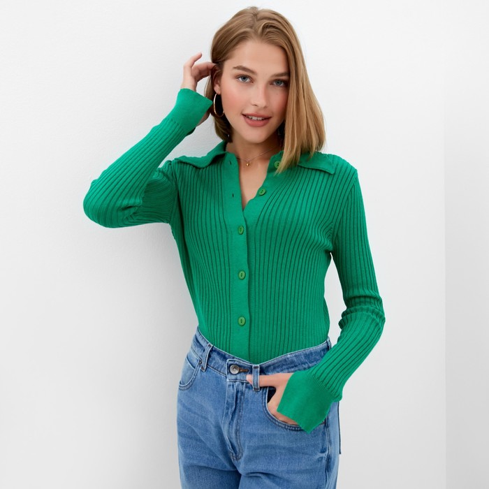 Джемпер женский MINAKU: Knitwear collection цвет зёленый, размер 42-44 - Фото 1