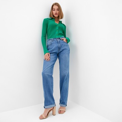 Джемпер женский на пуговицах MINAKU: Knitwear collection, зелёный, размер 42-44