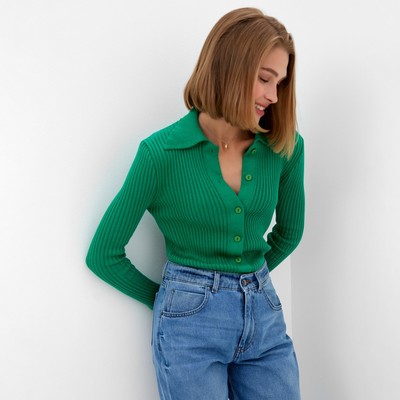 Джемпер женский на пуговицах MINAKU: Knitwear collection, зелёный, размер 42-44
