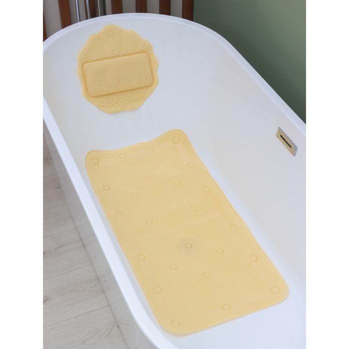 SPA-коврик для ванны с подушкой на присосках «Лотос», цвет бежевый