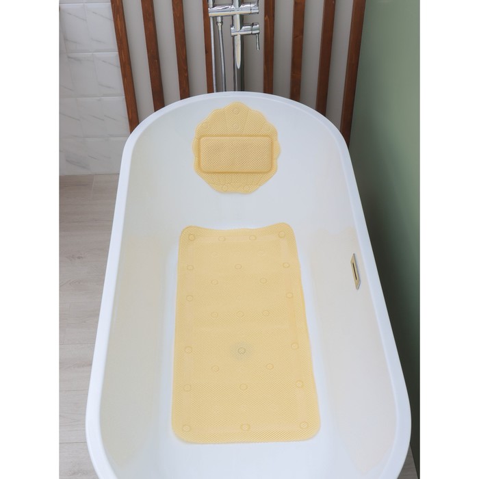 SPA-коврик для ванны с подушкой на присосках «Лотос», цвет бежевый