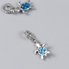 Бейл с подвеской металл для творчества "Черепашка" серебро, стразы 0,9х1,1 см (комплект 2 шт) - фото 22391338