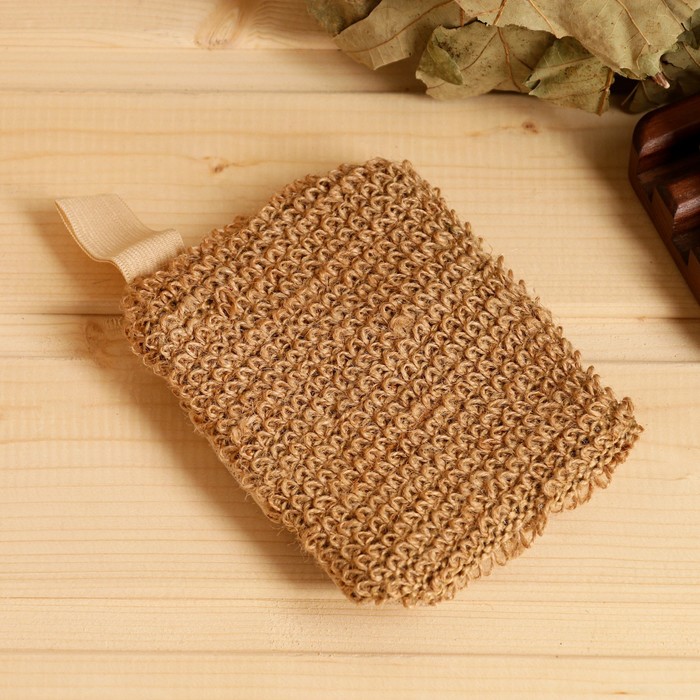 

Мочалка банная "Карман" для мыла, крапива, 13х9см