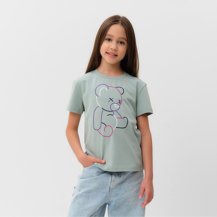 Футболка детская MINAKU "Gummy bear", цвет аквамарин, рост 128 см - Фото 1