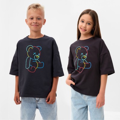 Футболка детская MINAKU: Gummy bear, графитовая, рост 122 см