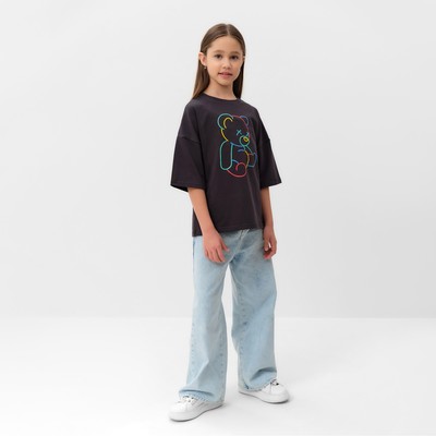 Футболка детская MINAKU Gummy bear, графитовая, рост 134 см