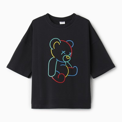 Футболка детская MINAKU Gummy bear, графитовая, рост 134 см