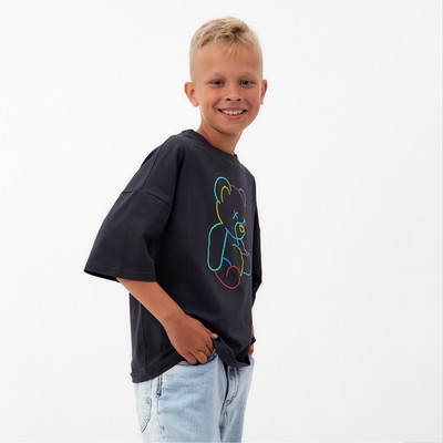 Футболка детская MINAKU Gummy bear, графитовая, рост 134 см