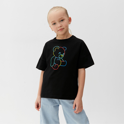 Футболка детская MINAKU: Gummy bear, чёрная, рост 122 см