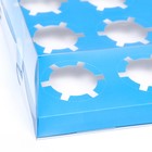 Коробка для 12 капкейков, с прозрачной крышкой, голубой, 34.7×26.3×10 см - Фото 3