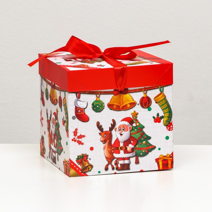 Коробка Самосборная «Дед мороз и Ёлка» 15 х 15 х 15 см