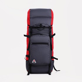 Рюкзак туристический, 90 л, отдел на шнурке, наружный карман, 2 боковые сетки, цвет серый/красный