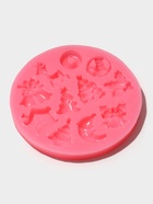 Молд для заливки Доляна «Новый год», 9.5×9.5×1 см, силикон, розовый - Фото 2