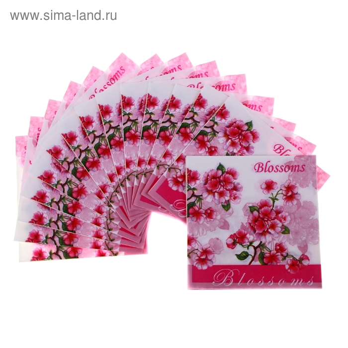 Салфетки бумажные (набор 20 шт) 33*33 см Цветок - Фото 1
