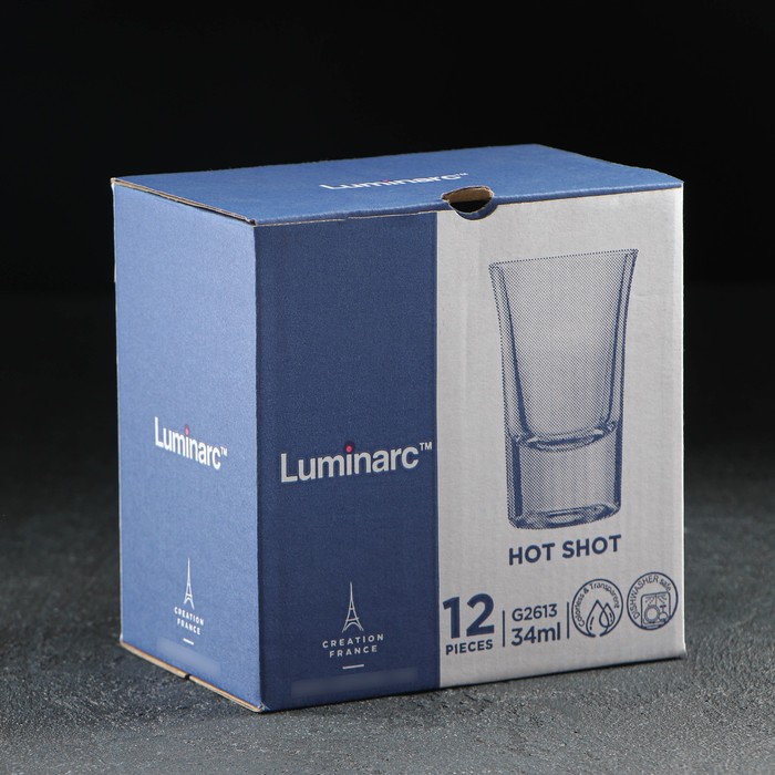 Набор стеклянных шотов Luminarc HOT SHOT, 34 мл, 12 шт, цвет прозрачный - фото 1907779161