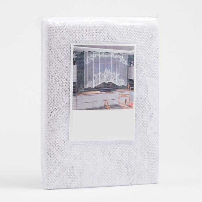 Тюль на кухню со шторной лентой, 345х165 см, цвет белый, 100% полиэстер - фото 1900936949