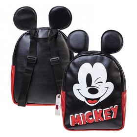 Рюкзак детский 27 х 21.5 х 11.5 см, искусственная кожа, Hatber Teen "Микки Маус" чёрный/красный KB_074170