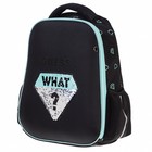 Рюкзак каркасный 38 х 29 х 16 см, Hatber Ergonomic light, What? чёрный/бирюзовый NRk_85001 - фото 22638914