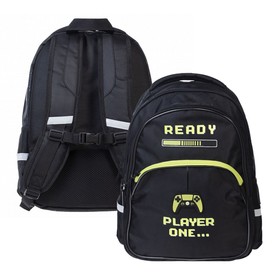 Рюкзак школьный 41 х 29 х 16 см, эргономичная спинка, Hatber Easy, Play game, чёрный NRk_88070