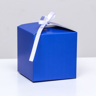 Коробка складная, квадратная, синяя, 8 х 8 х 8 см,