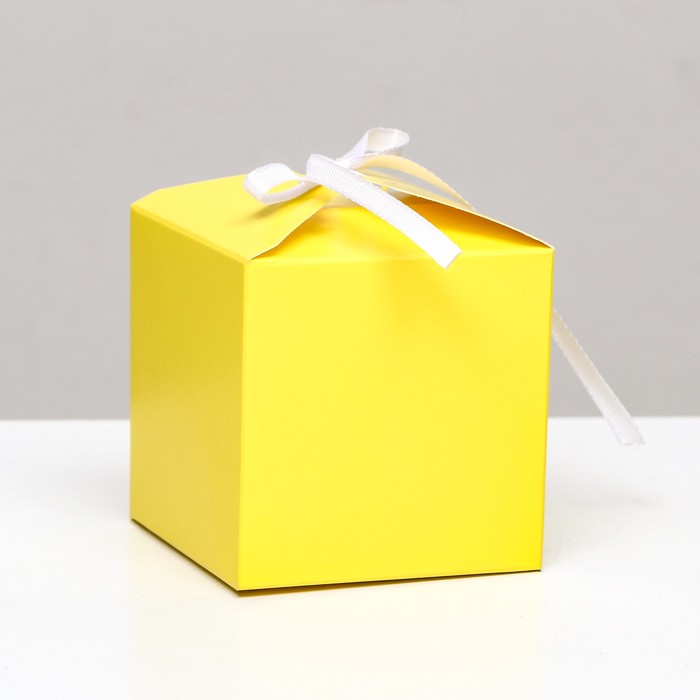 Коробка складная, квадратная, жёлтая, 8 х 8 х 8 см, - Фото 1