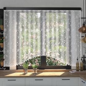 Тюль кухонная со шторной лентой, 160х315 см, цвет белый
