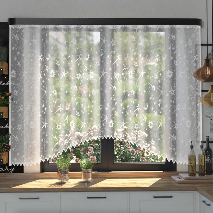 Тюль на кухню со шторной лентой, 315х160 см, цвет белый, 100% полиэстер - Фото 1