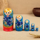 Матрёшка "Красный сарафан, синие цветы", 5 кукольная - фото 7247818