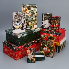 Набор подарочных коробок 10 в 1 «Елочные игрушки», 12 х 7 х 4 - 32.5 х 20 х 12.5 см, Новый год