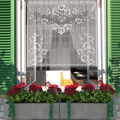 Тюль на кухню без шторной ленты, 110×120 см, цвет белый, 100% полиэстер