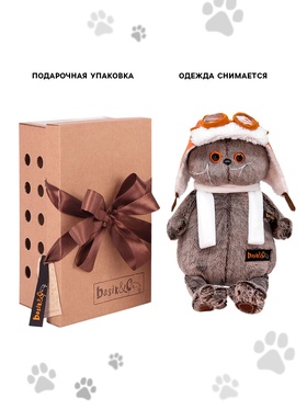 Мягкая игрушка «Басик в шлеме и шарфе», 19 см