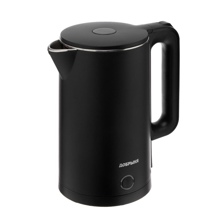 УЦЕНКА Чайник электрический "Добрыня" DO-1245B, пластик, колба металл,1.8 л, 2000 Вт,чёрный - Фото 1