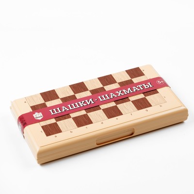 Настольная игра 2 в 1: шахматы, шашки (король h-7 см, d-2.6 см)